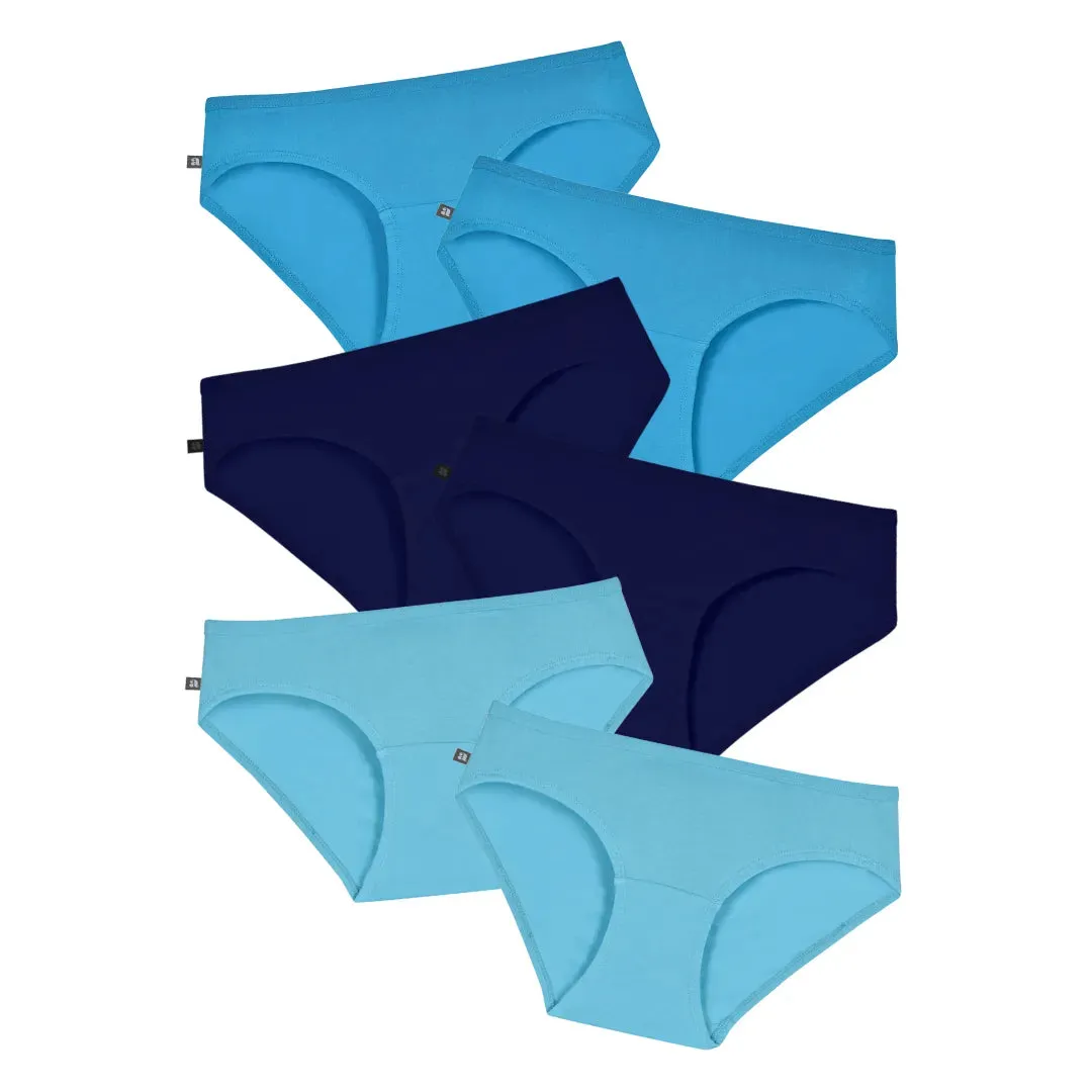 Teen Cotton Panties | Mid Waist | Full Hip Coverage | No Exposed Elastic At Waist & Thigh Round | Prevents Friction | Pack Of 6