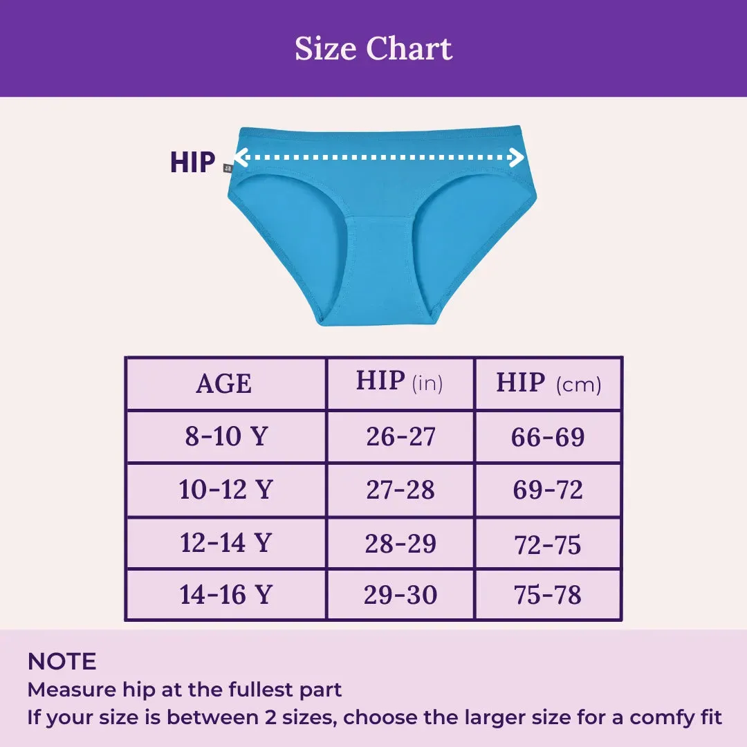 Teen Cotton Panties | Mid Waist | Full Hip Coverage | No Exposed Elastic At Waist & Thigh Round | Prevents Friction | Pack Of 6
