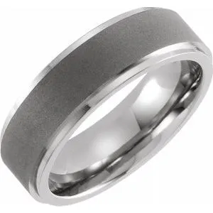 Titanium 7 mm Ridged Oxidized and Polished Band Size 10.5