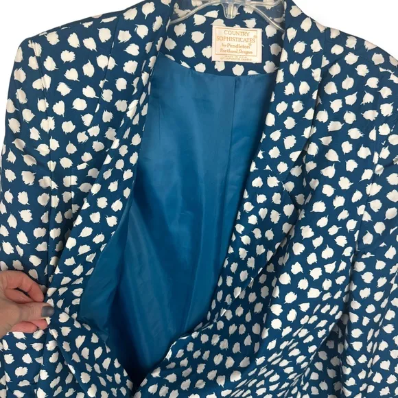 VTG 80s Pendleton Womens Blazer 16 Blue Artsy Statement Piece Eclectic Mod
