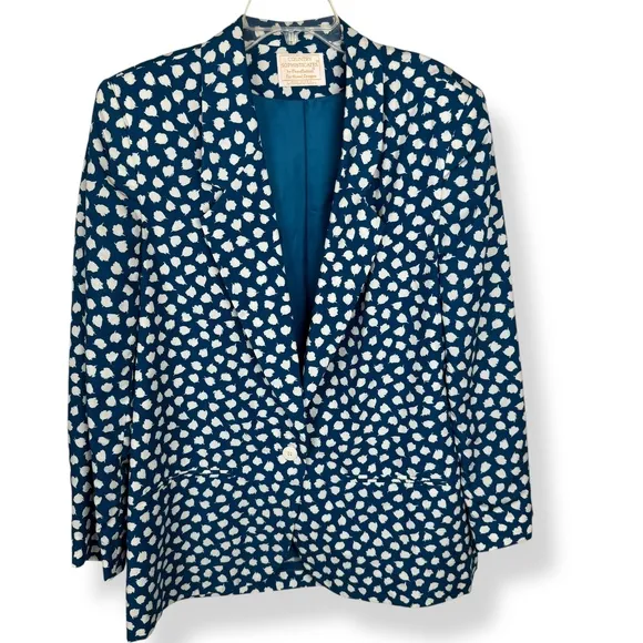 VTG 80s Pendleton Womens Blazer 16 Blue Artsy Statement Piece Eclectic Mod
