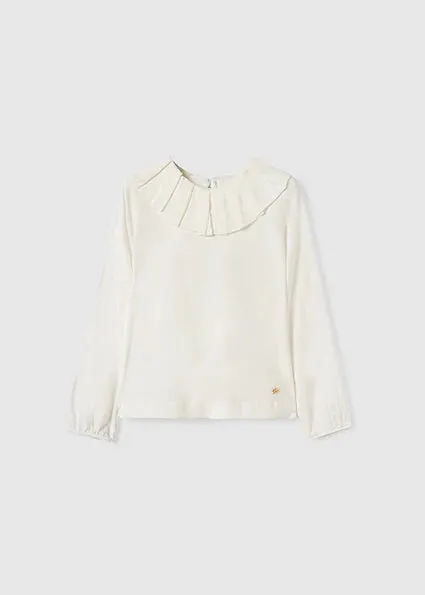 White Ruffle Collar Top