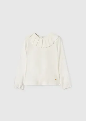 White Ruffle Collar Top