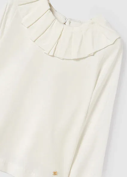 White Ruffle Collar Top
