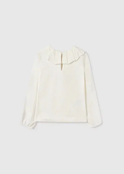 White Ruffle Collar Top