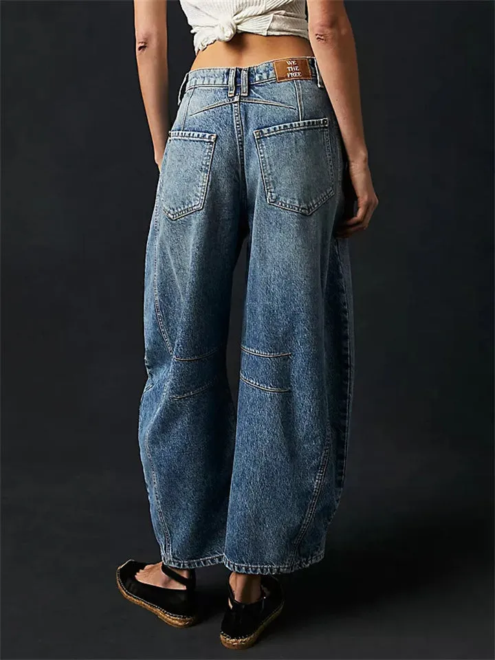 Women's Loose Fitting Low Rise Barrel Jeans