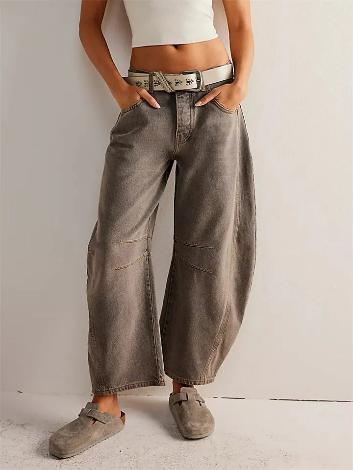 Women's Loose Fitting Low Rise Barrel Jeans