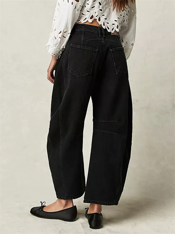 Women's Loose Fitting Low Rise Barrel Jeans