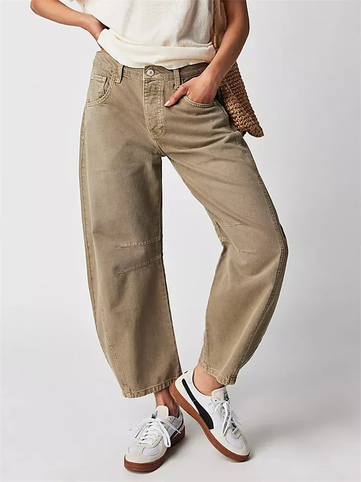 Women's Loose Fitting Low Rise Barrel Jeans