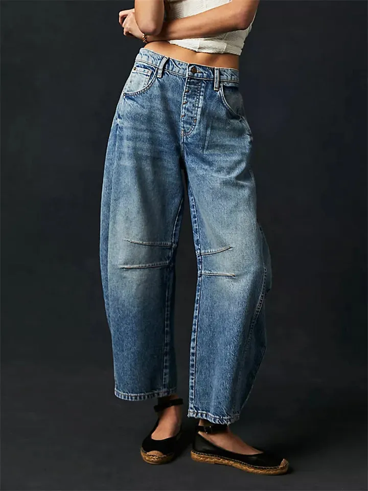 Women's Loose Fitting Low Rise Barrel Jeans