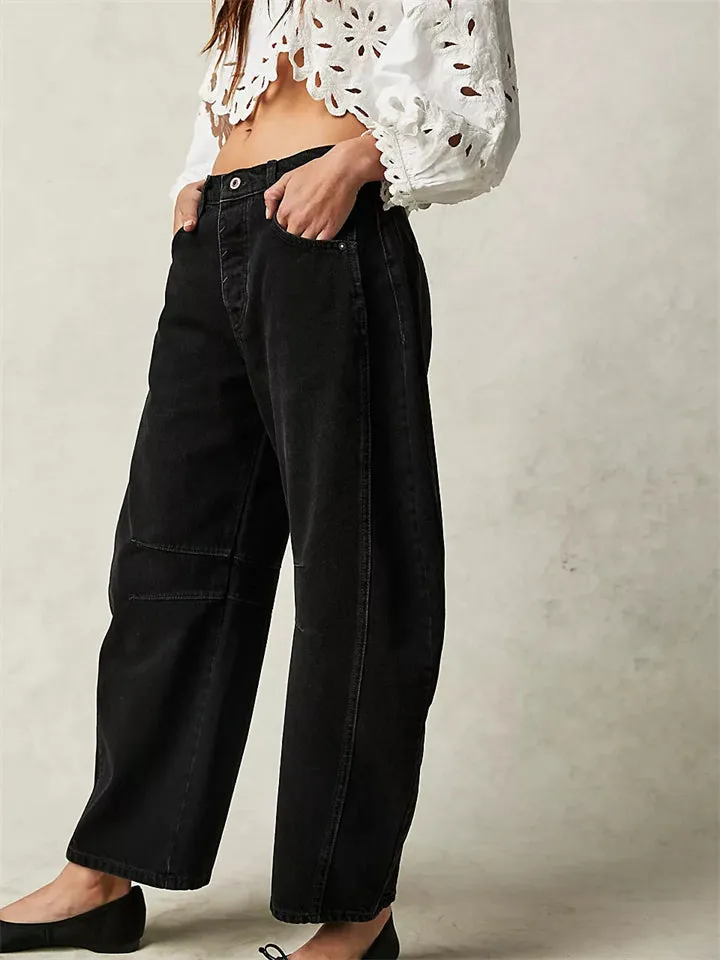 Women's Loose Fitting Low Rise Barrel Jeans