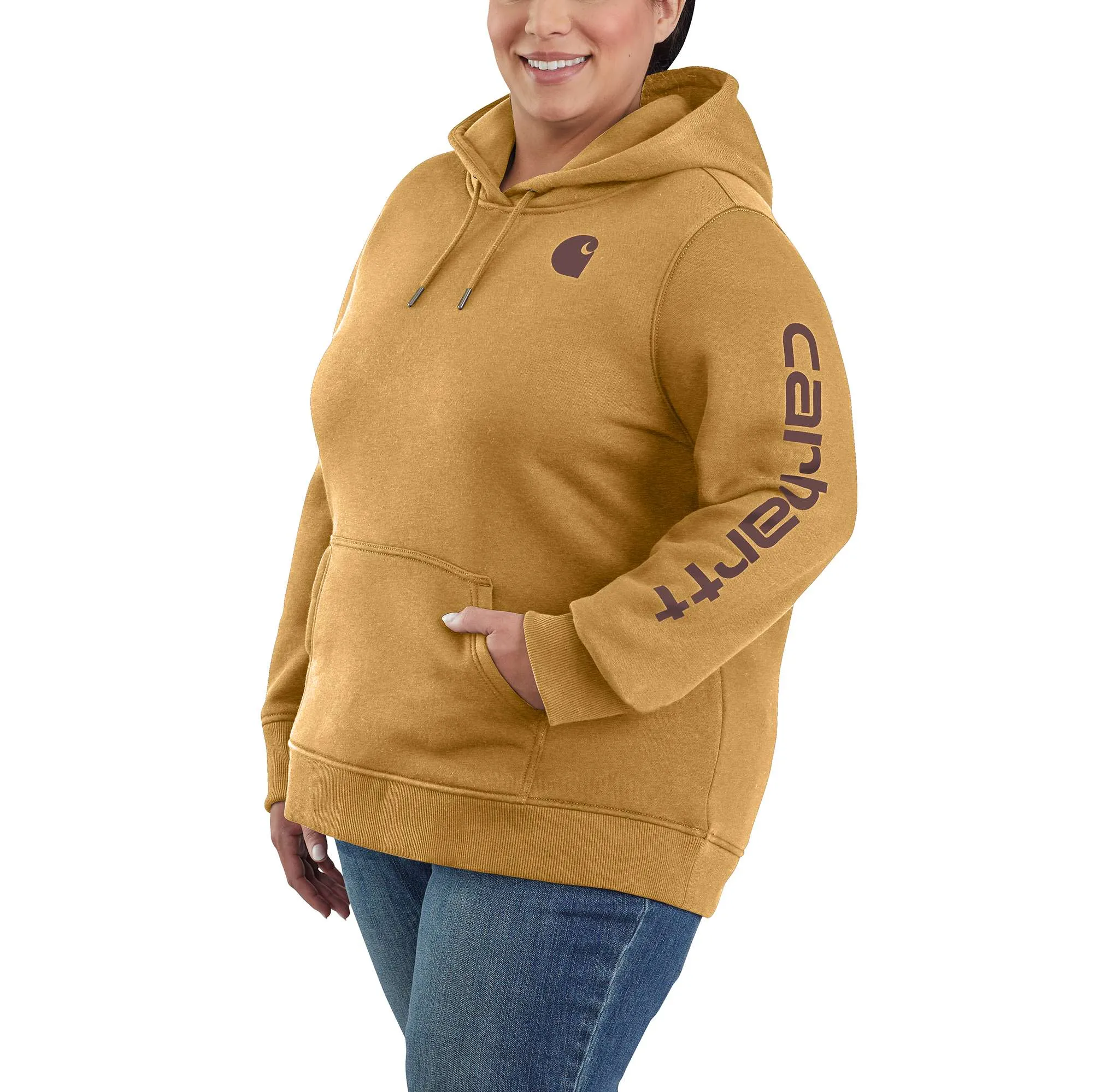 Women's Relaxed Fit Midweight Logo Sleeve Graphic Hoodie