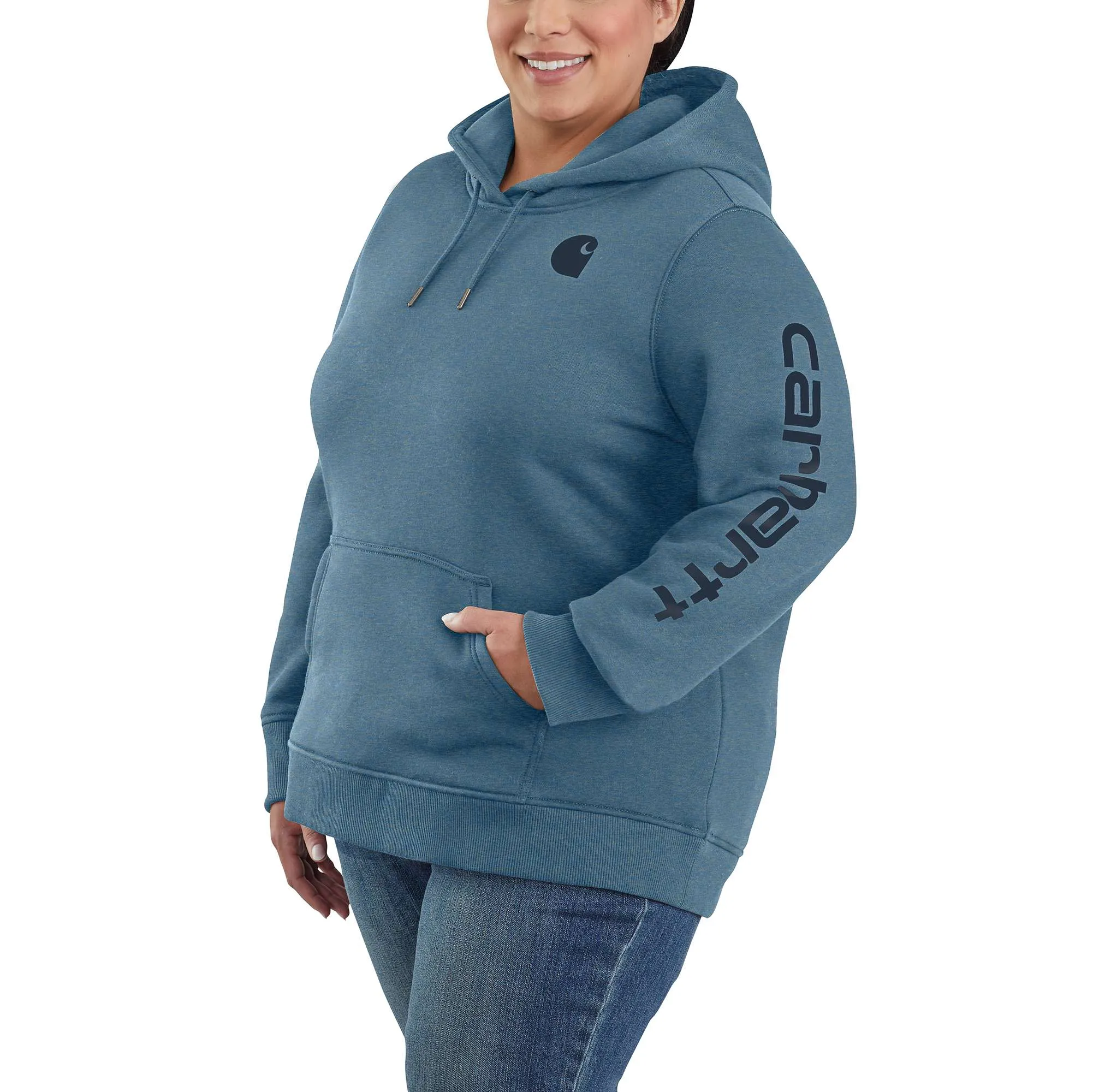 Women's Relaxed Fit Midweight Logo Sleeve Graphic Hoodie