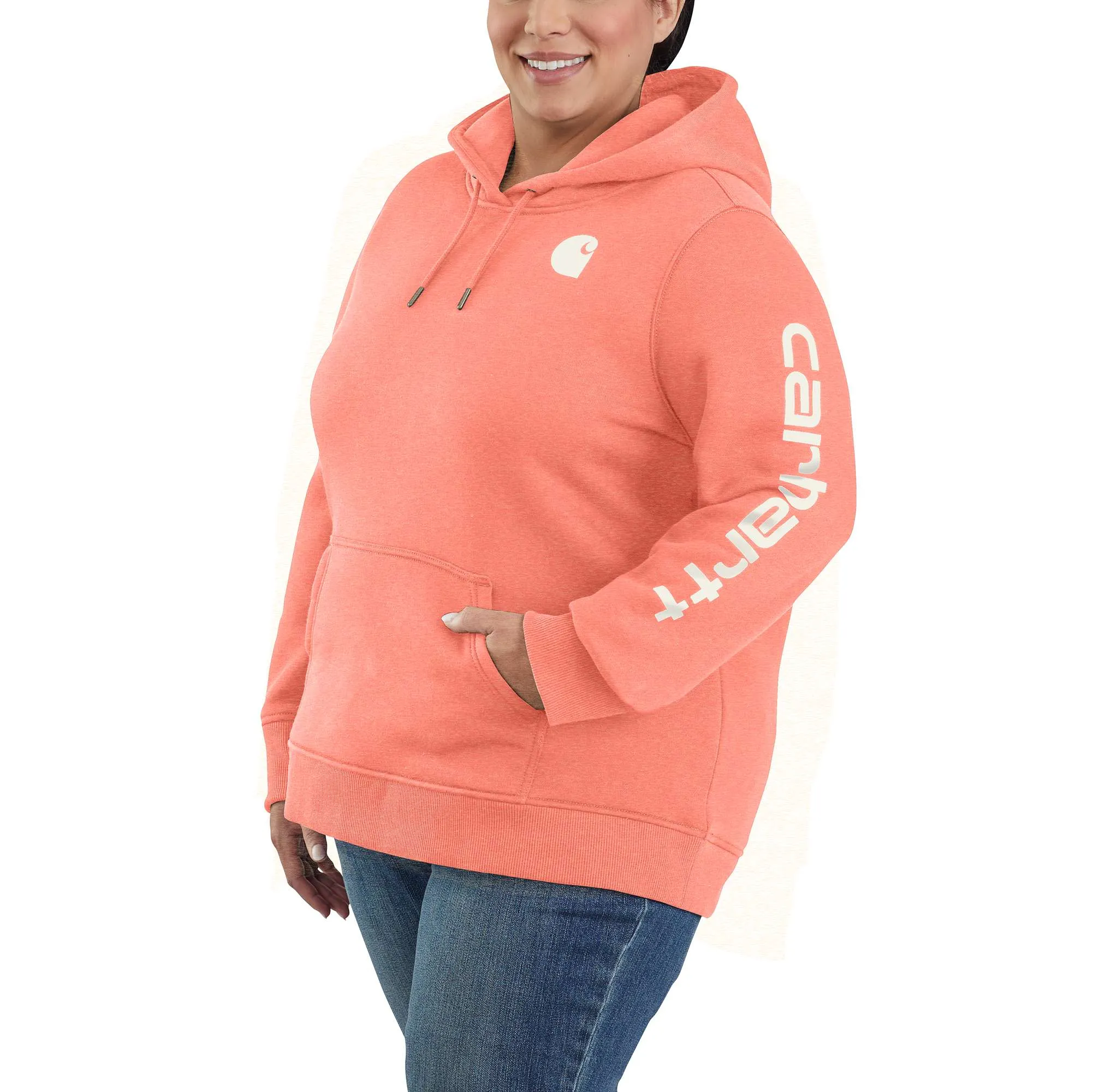 Women's Relaxed Fit Midweight Logo Sleeve Graphic Hoodie