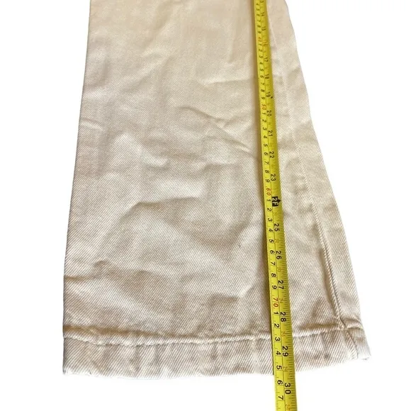 ZARA ECRU HIGH RISE WIDE LEG JEANS BEIGE FLARE LEG LOOSE FIT SIZE MEDIUM