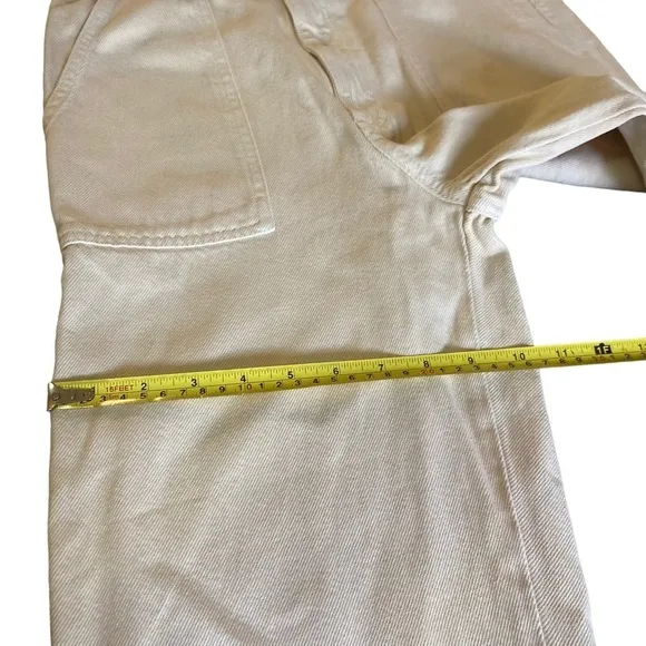ZARA ECRU HIGH RISE WIDE LEG JEANS BEIGE FLARE LEG LOOSE FIT SIZE MEDIUM