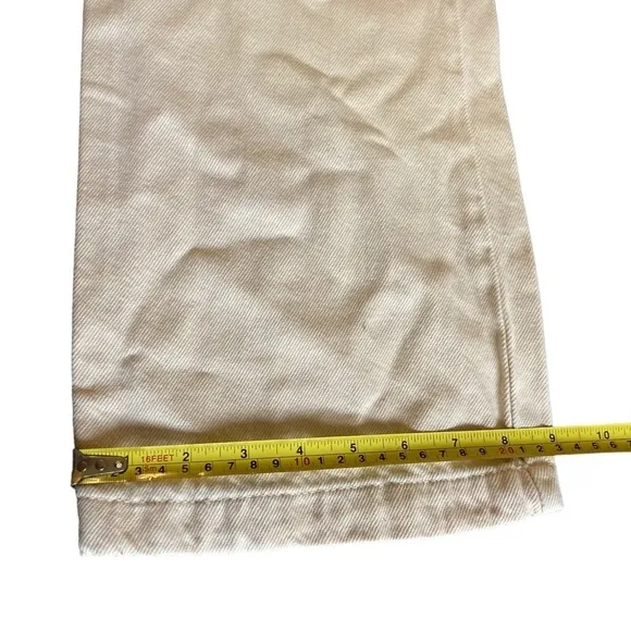 ZARA ECRU HIGH RISE WIDE LEG JEANS BEIGE FLARE LEG LOOSE FIT SIZE MEDIUM